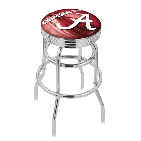 Holland Bar Stool Co 25" Chrome 2-Ring Alabama Swivel Bar Stool, Accent Ring L7C3C25AL-A-D2
